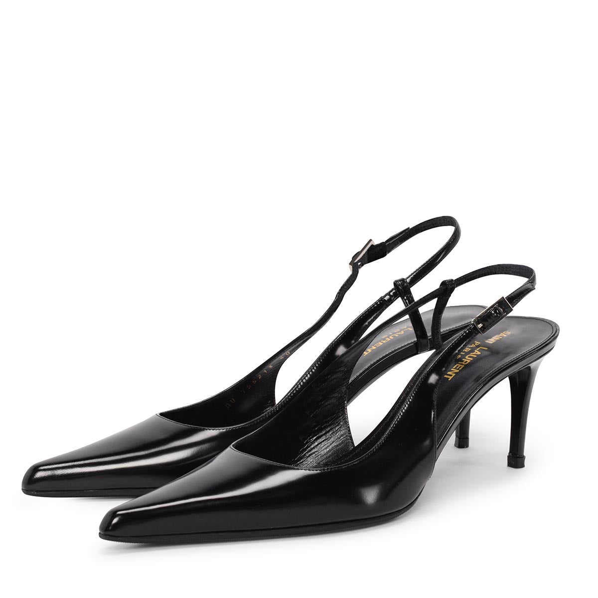 Saint Laurent Black Hi-Shine Vendome Slingback Pumps 40