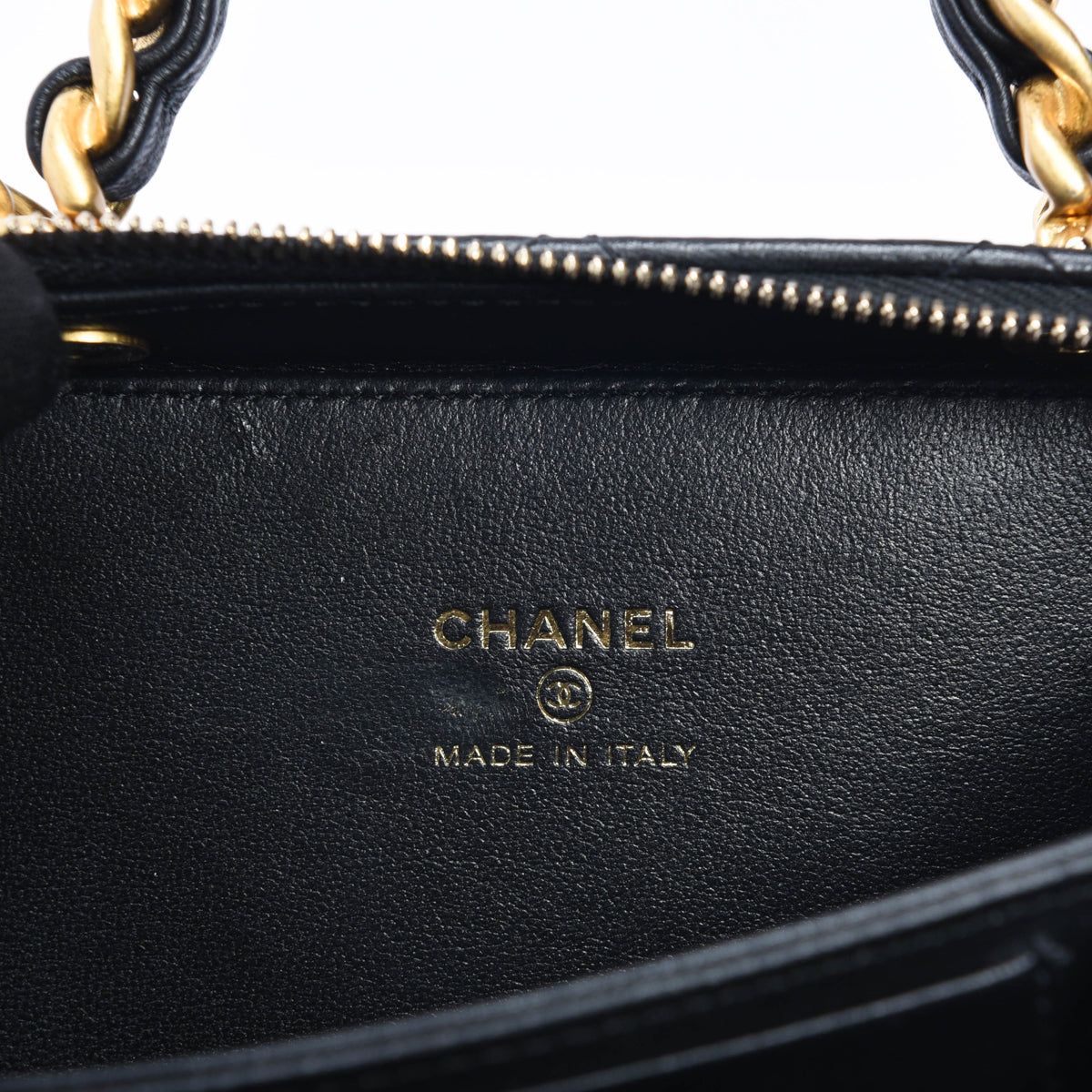 Chanel Black Quilted Lambskin Chain Handle Vanity Bag