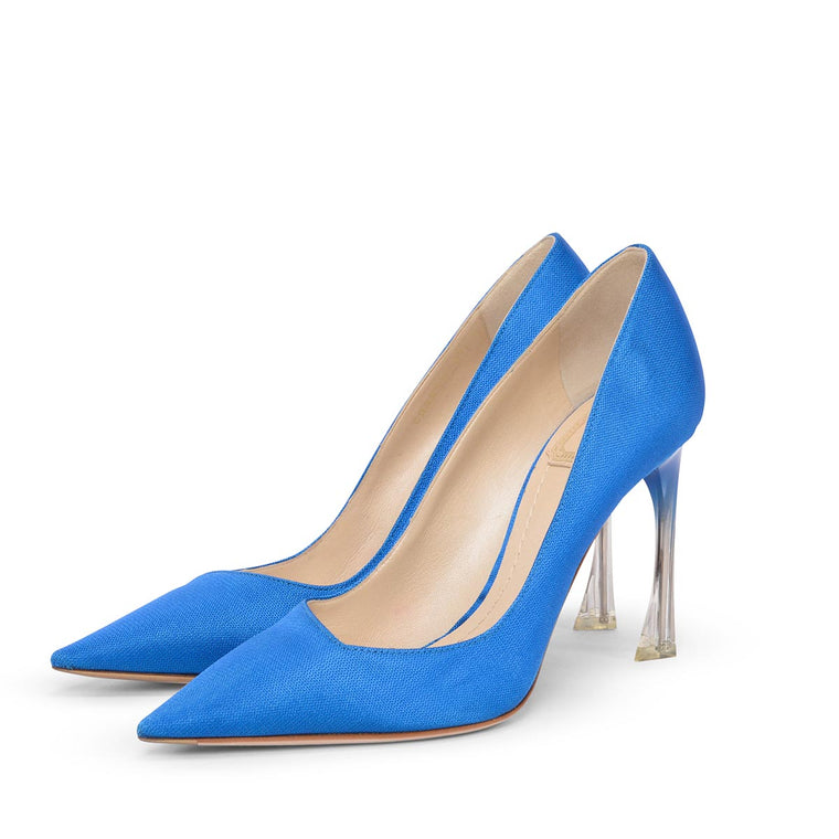 Dior Blue Twill Songe Perspex-Heel Pumps 37