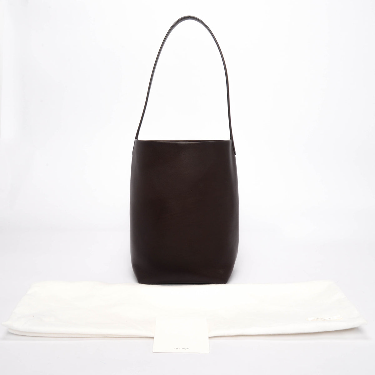 The Row Chestnut Saddle Leather Medium NS Park Tote