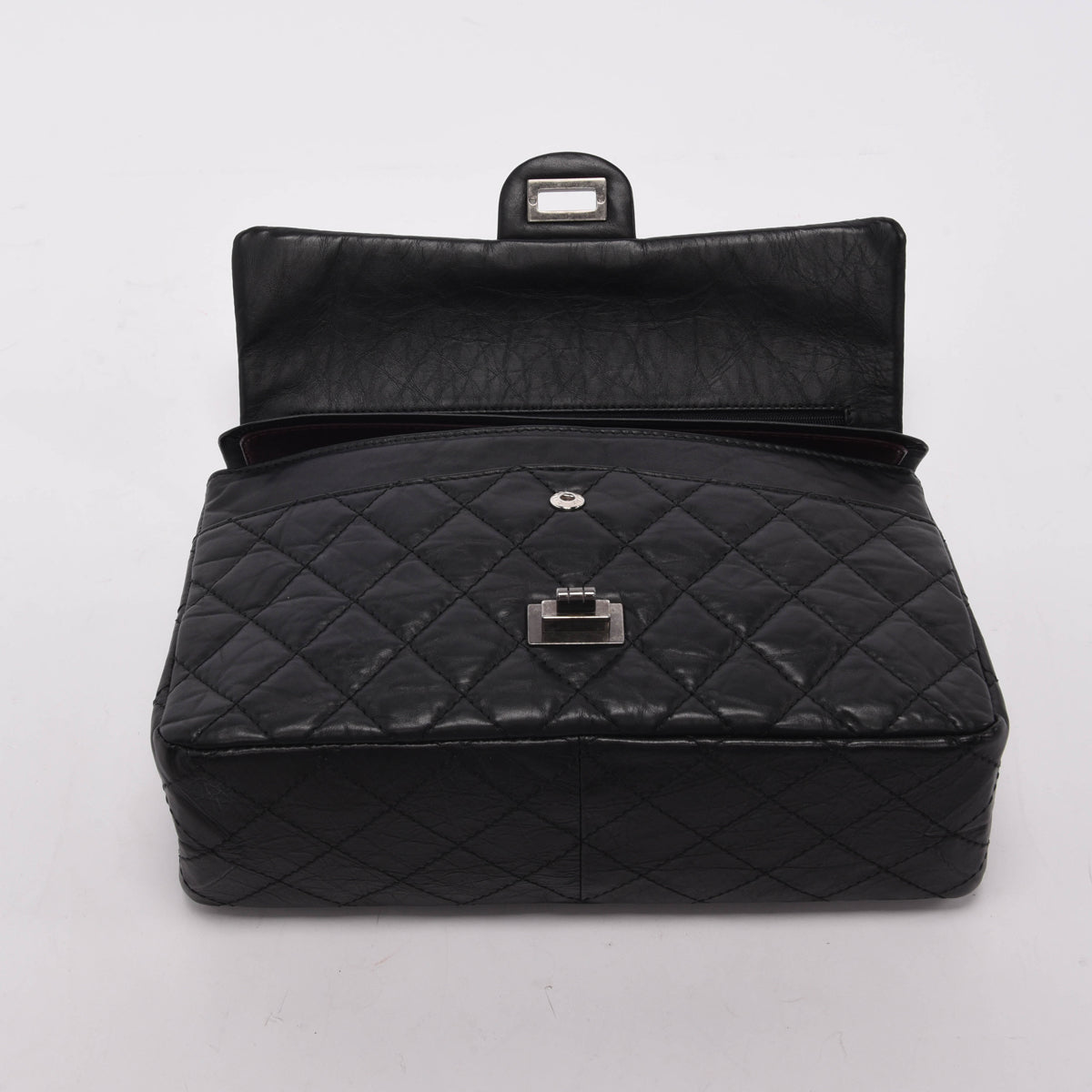 Chanel Black Distressed Calfskin 2.55 Reissue 226 Flap Bag