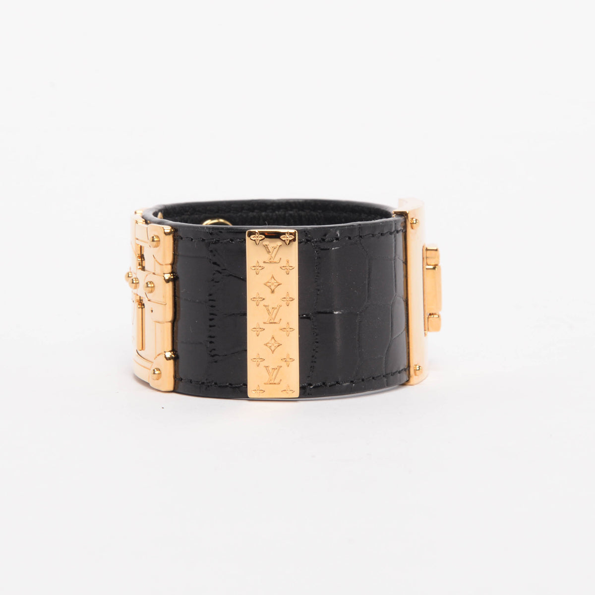 Louis Vuitton Black Crocodile So LV Cuff