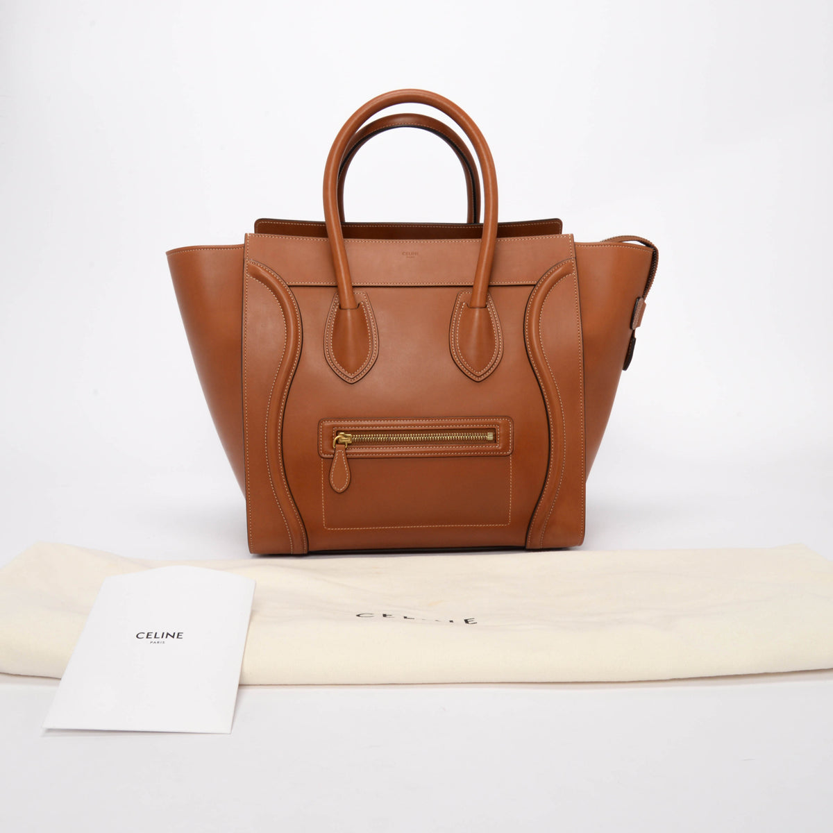 Celine Tan Natural Calfskin Mini Luggage Tote