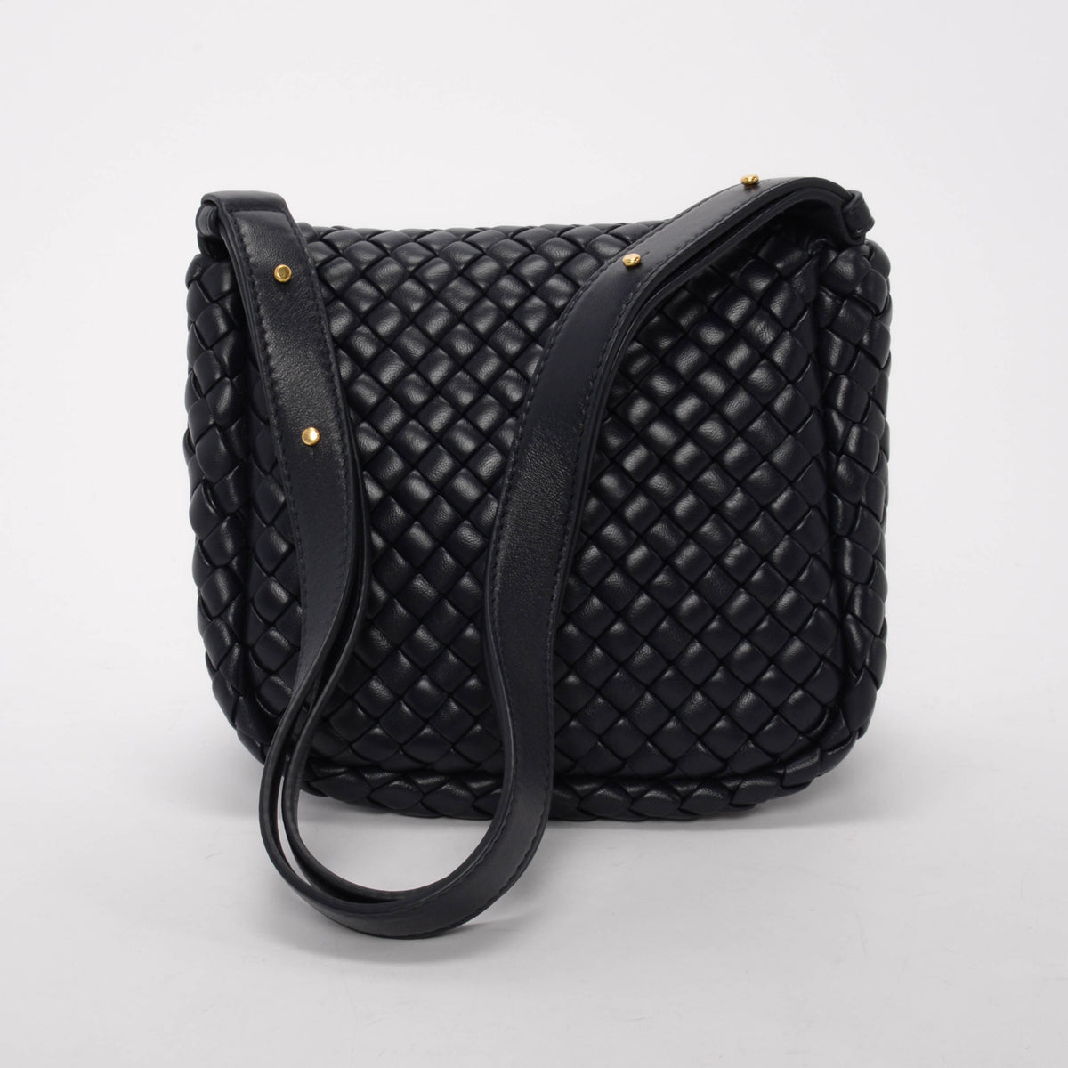 Bottega Veneta Navy Intrecciato Small Cobble Bag