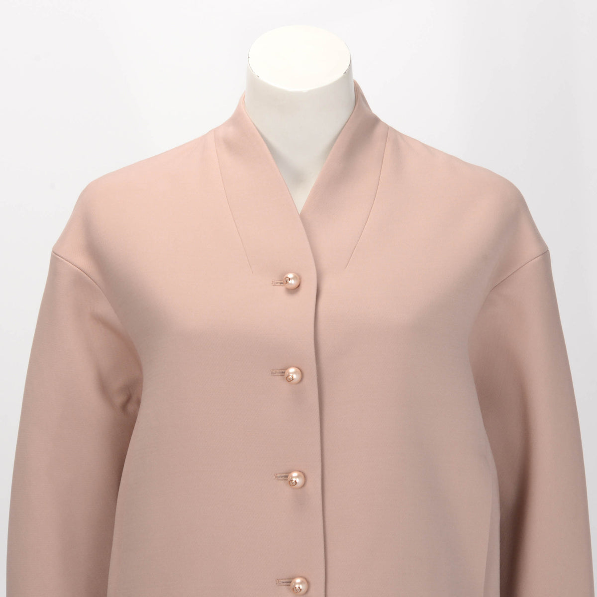 Dior Dusty Pink Wool Cropped Collarless Jacket FR 42