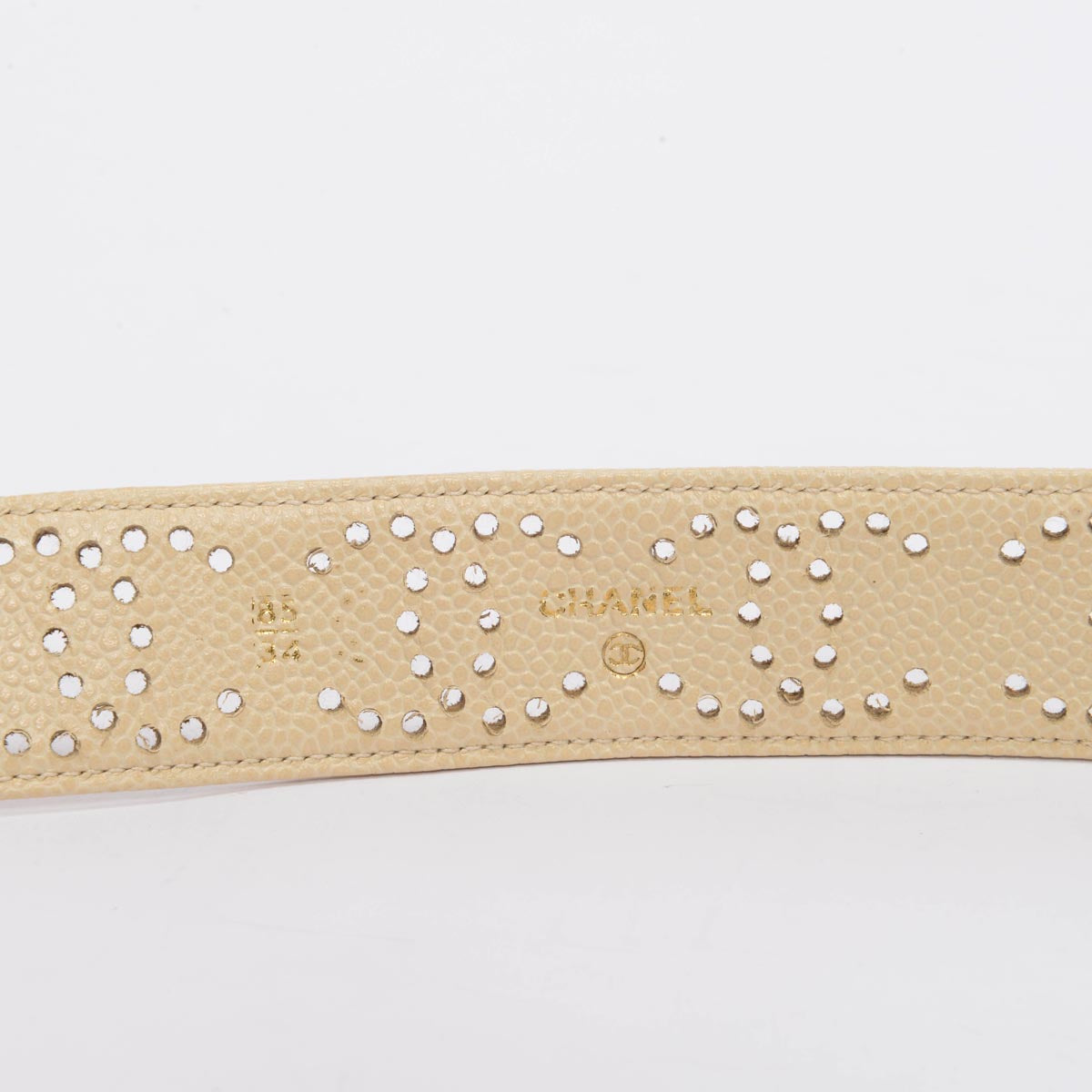 Chanel Cream Caviar Leather Perforated CC Belt