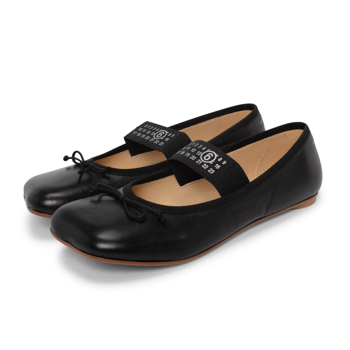Maison Margiela MM6 Black Leather Anatomic Flats 39