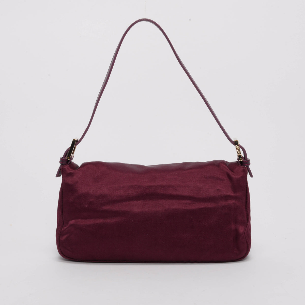 Fendi Burgundy Satin Crystal Baguette Bag