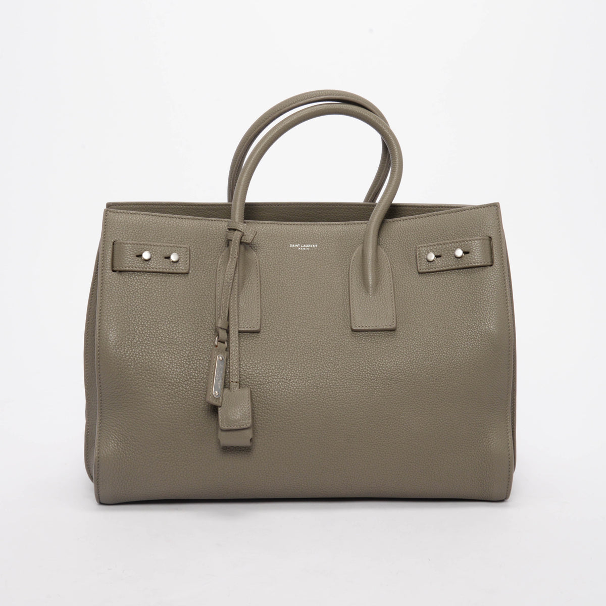 Saint Laurent Light Khaki Grained Calfskin Large Sac de Jour Tote