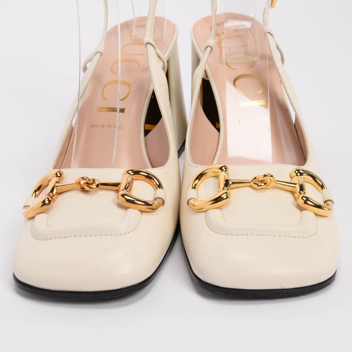 Gucci Mystic White Calfskin Horsebit Slingback Pumps 41