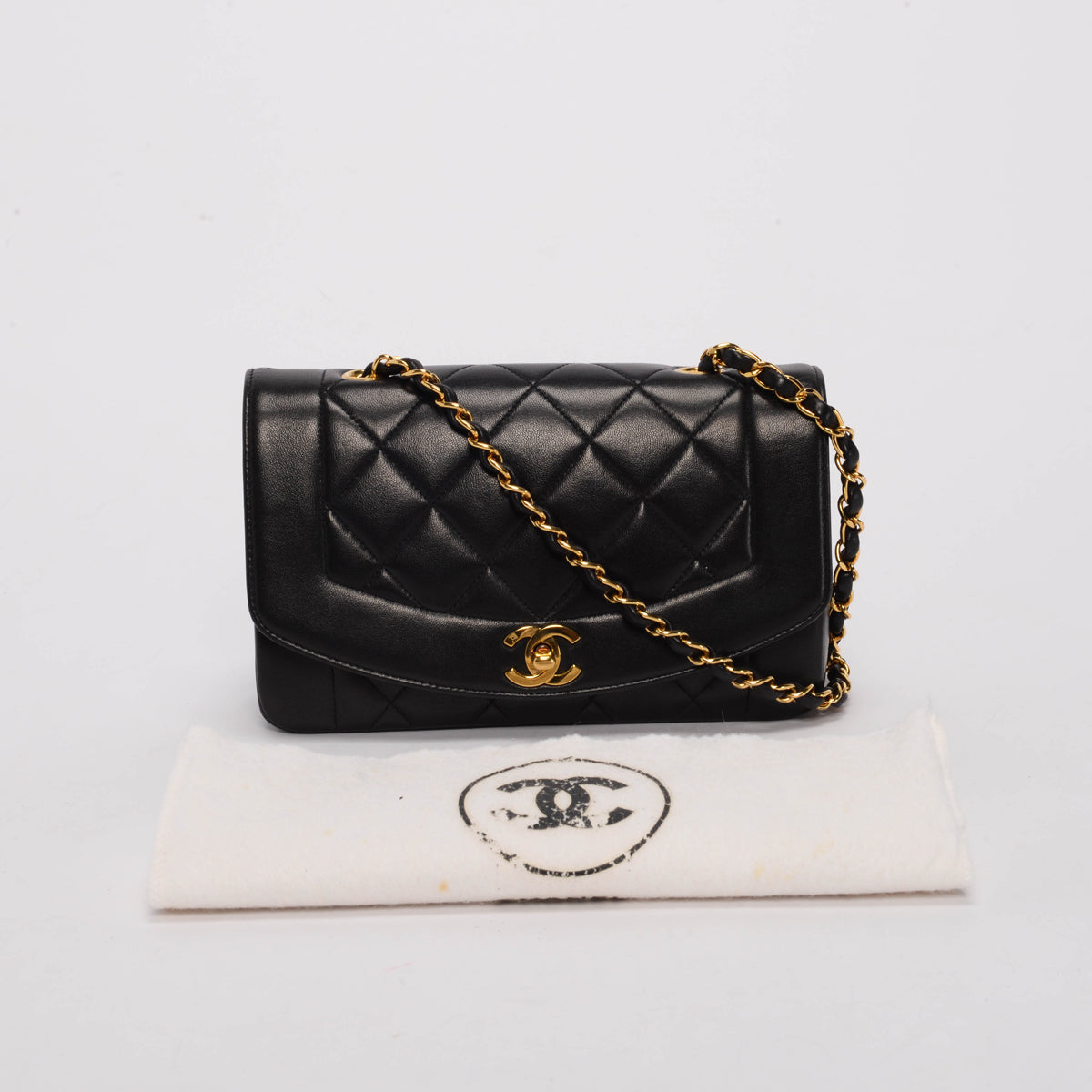 Chanel Black Quilted Lambskin Small Diana Shoulder Bag