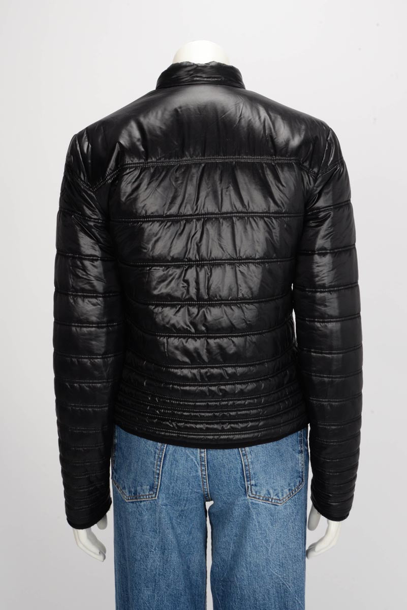Chanel Black & Red Quilted Nylon Reversible CC Jacket FR 38