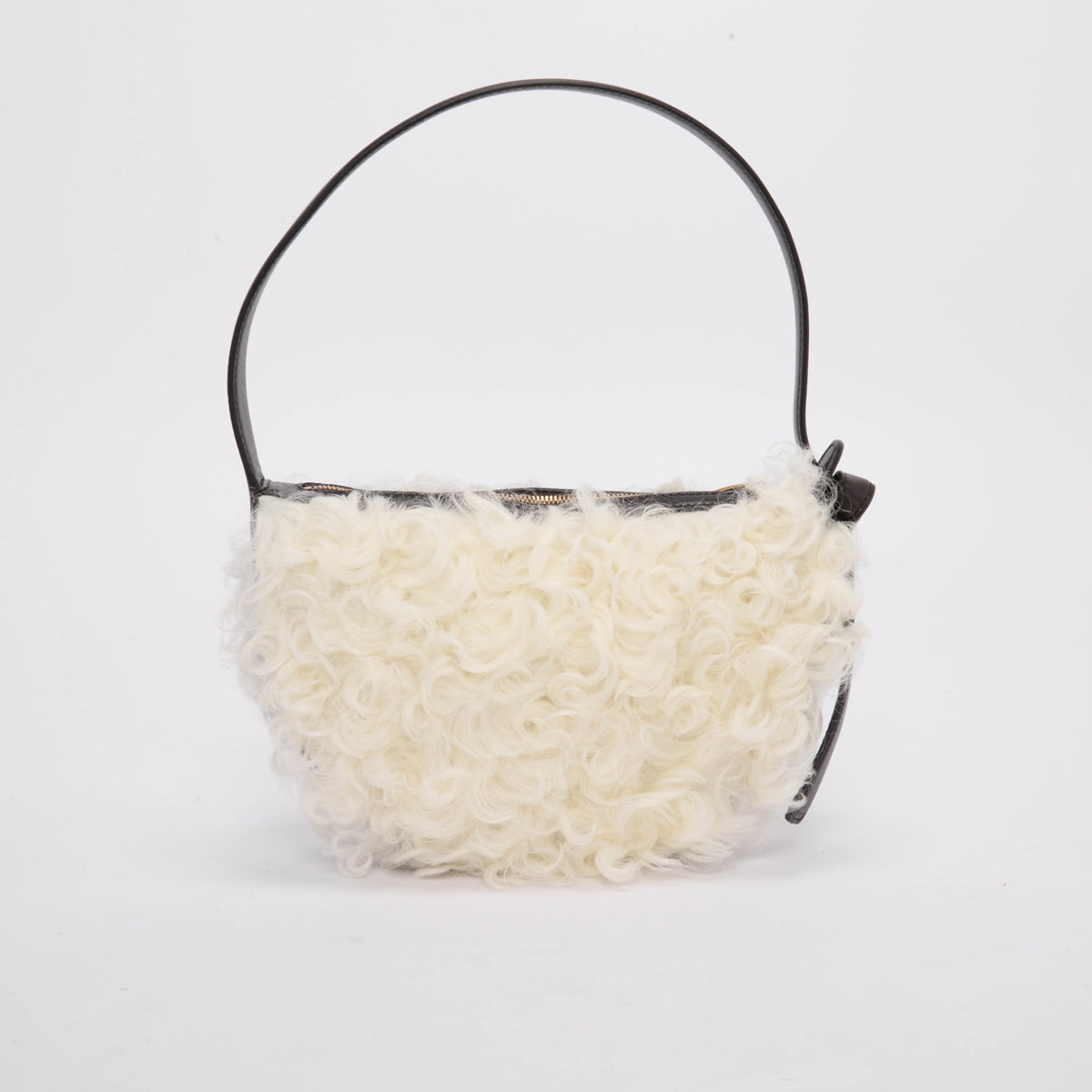 Bottega Veneta Fondant & White Shearling Mini Sunrise Bag