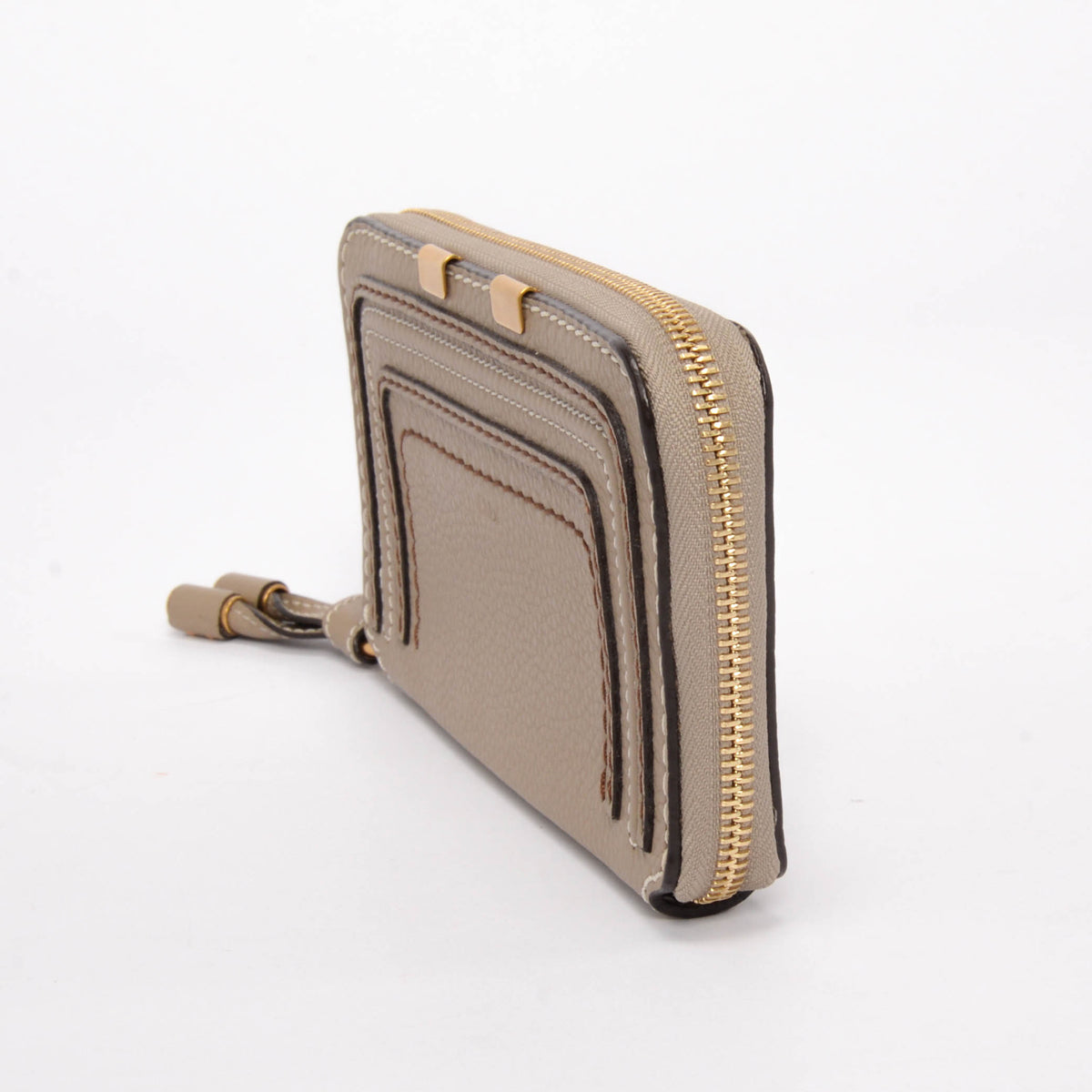 Chloe Taupe Grained Calfskin Marcie Wallet