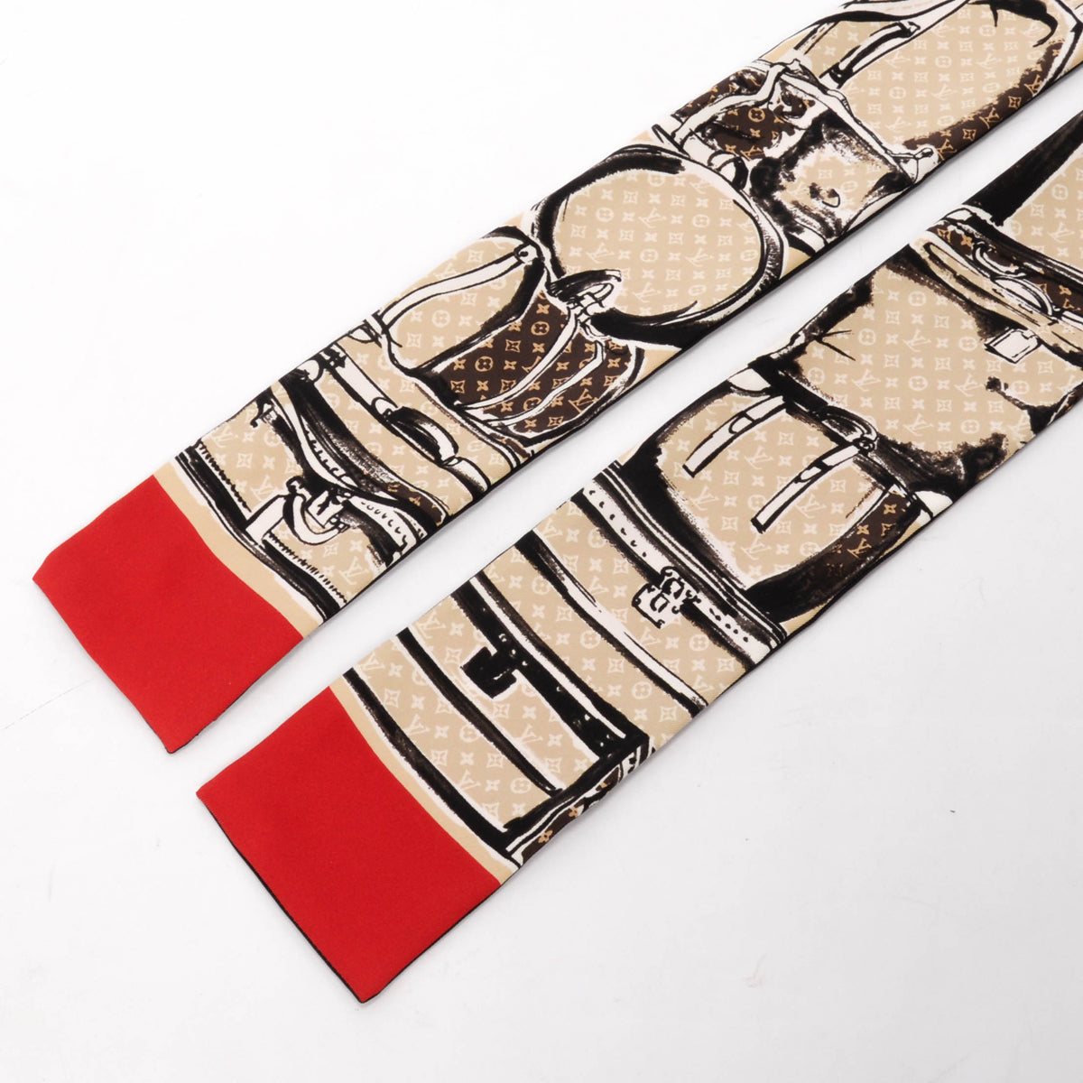 Louis Vuitton Beige & Red Silk Trunks Bandeau