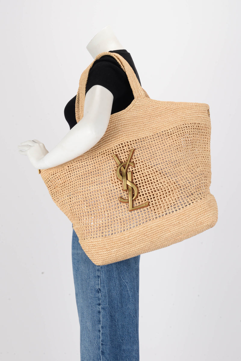 Saint Laurent Natural Raffia Icare Tote