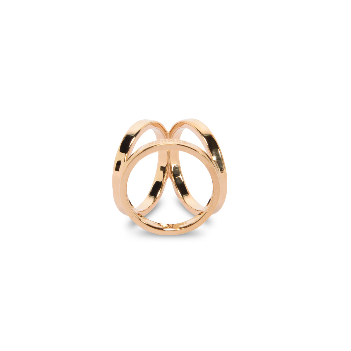 Hermes Gold Tone Permabrass Trio Scarf Ring
