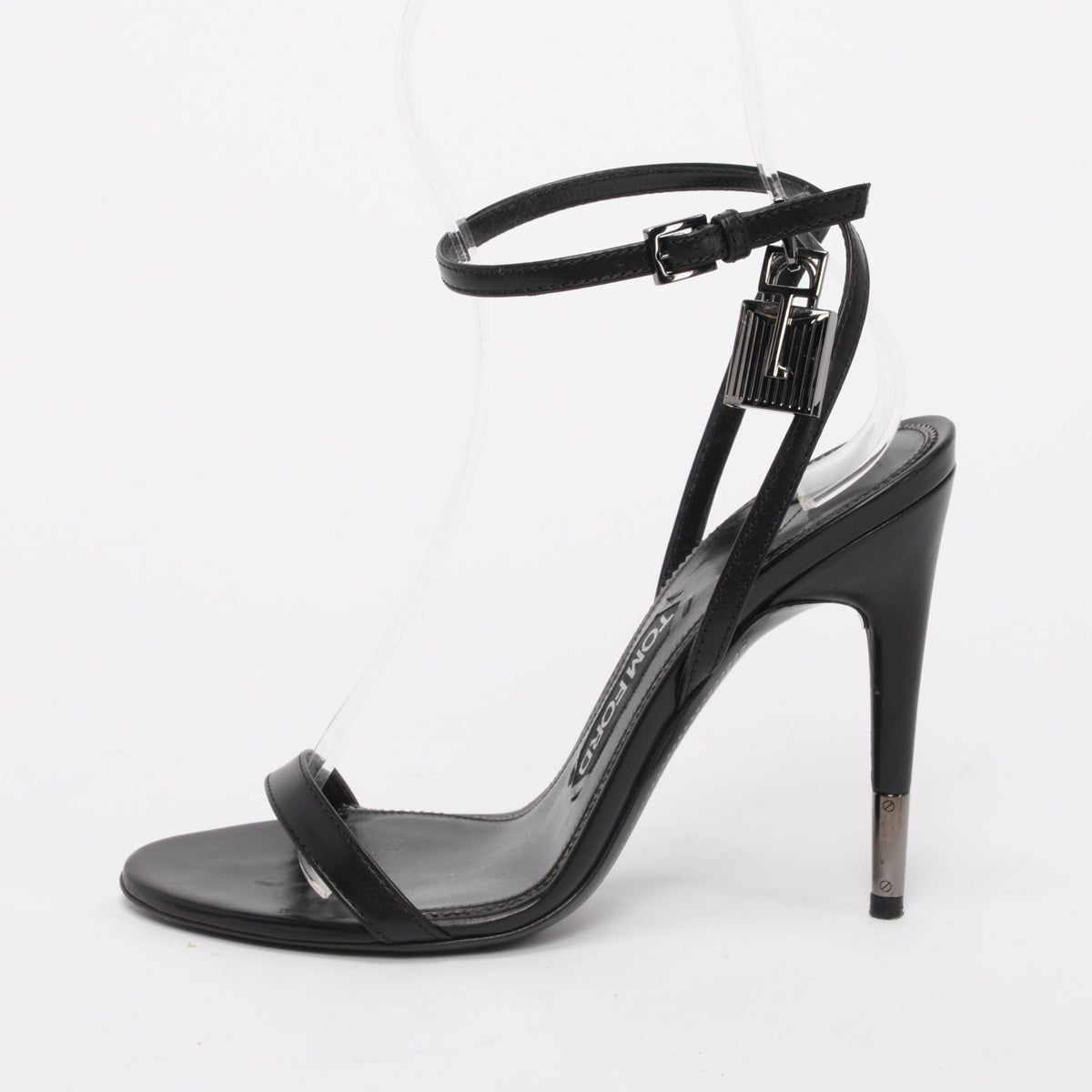 Tom Ford Black Nappa Padlock Sandals 35.5