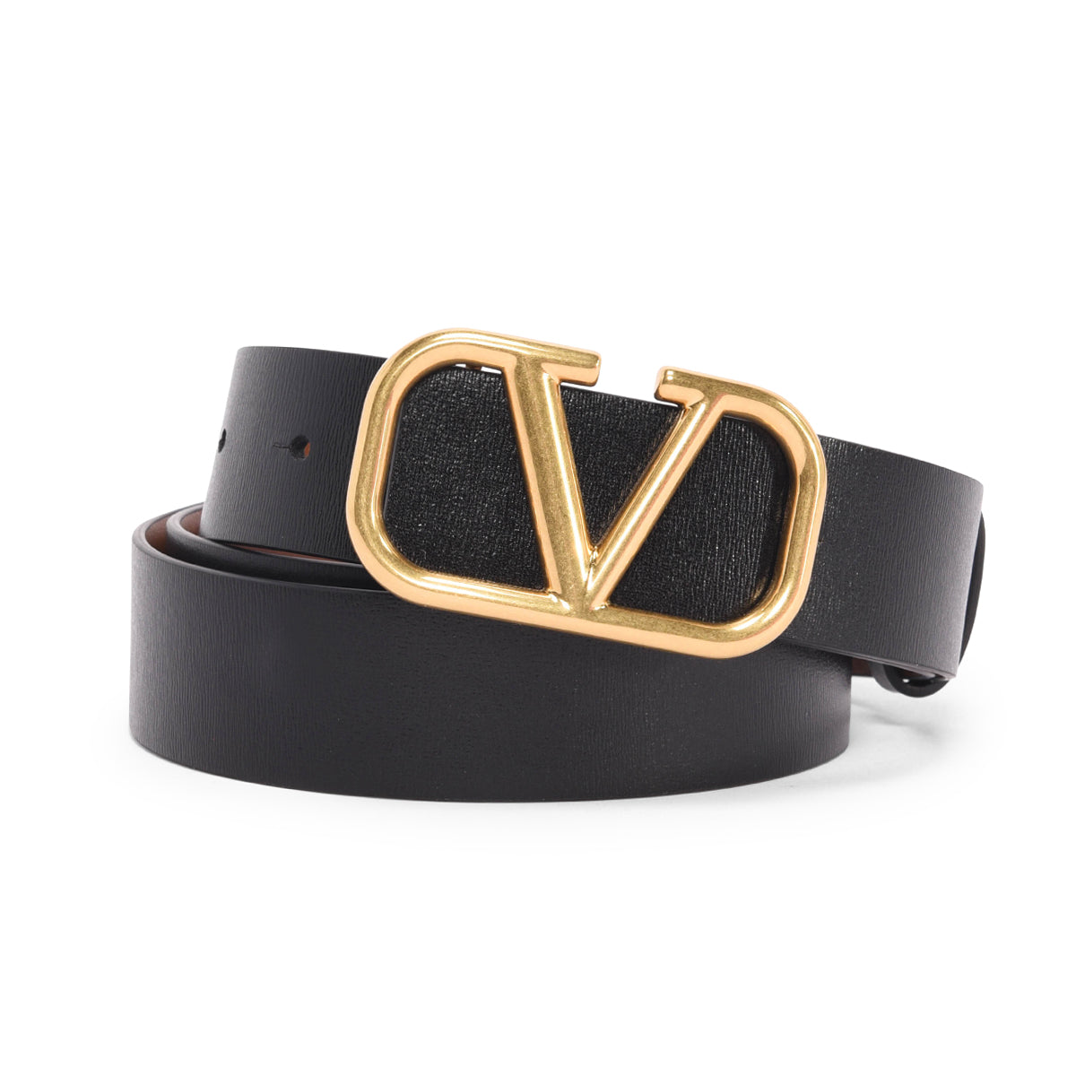 Valentino Black & Brown Calfskin Reversible VLogo Belt