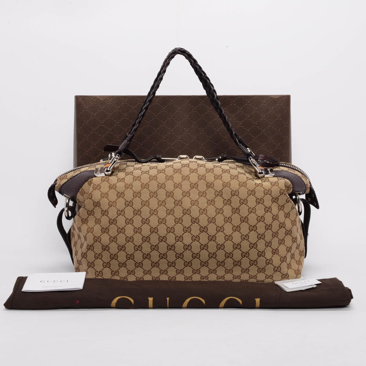 Gucci GG Canvas Medium Bamboo Bar Tote