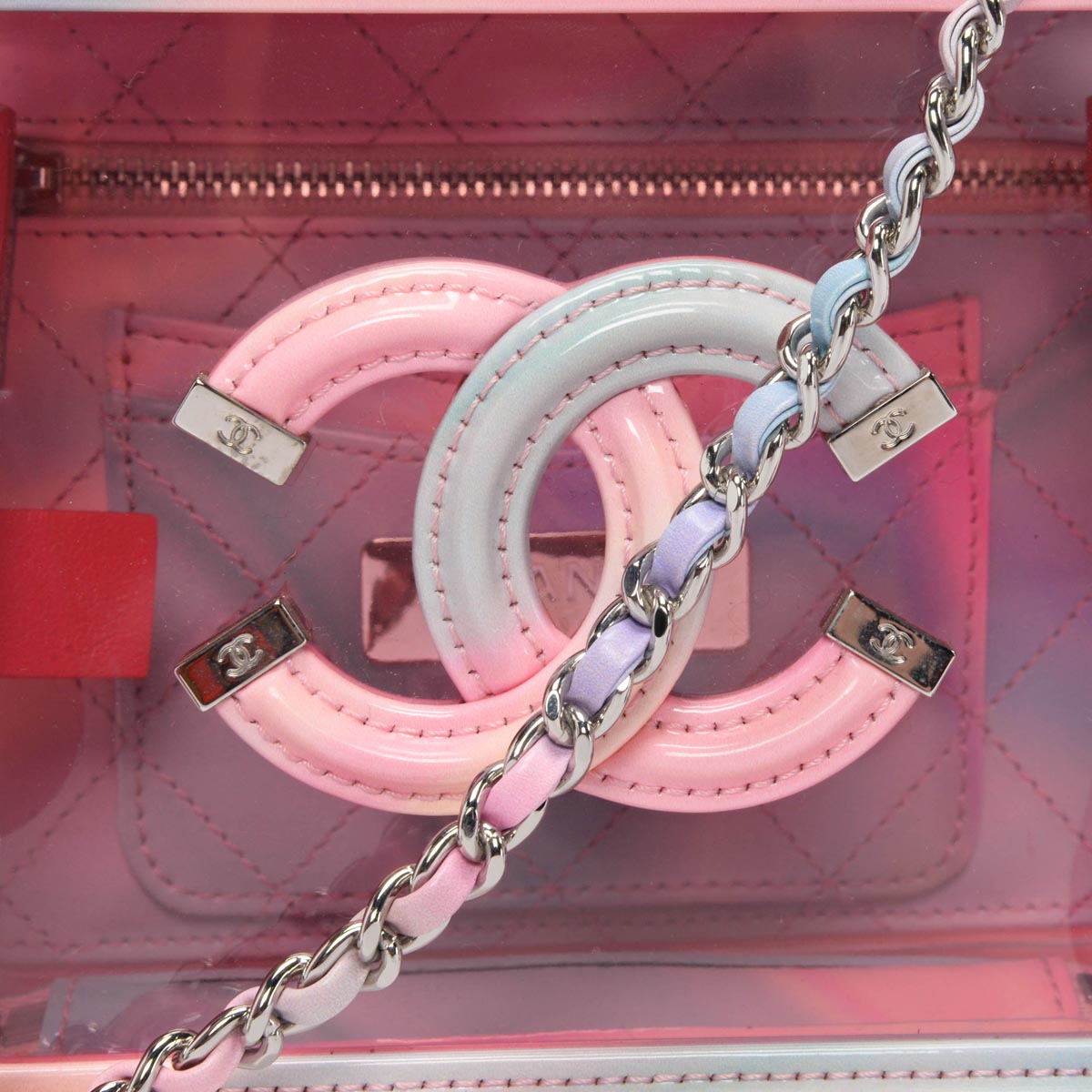 Chanel Pink PVC CC Filigree Vanity Case