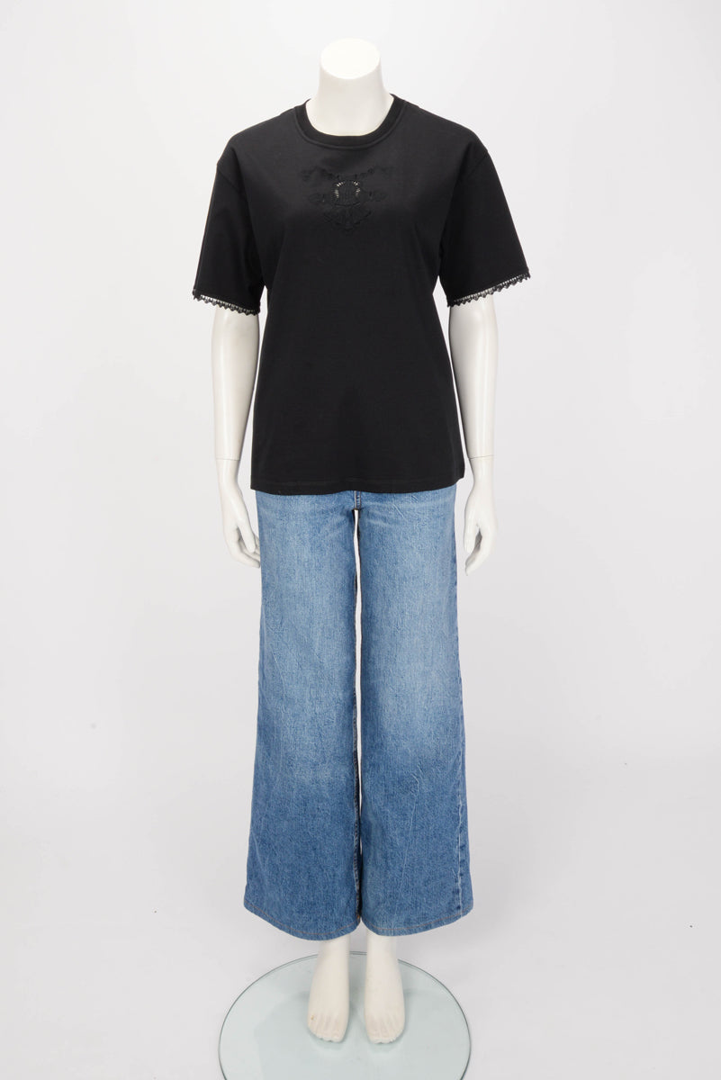 Hermes Black Cotton Jersey Embroidered Maxi T-Shirt FR 40