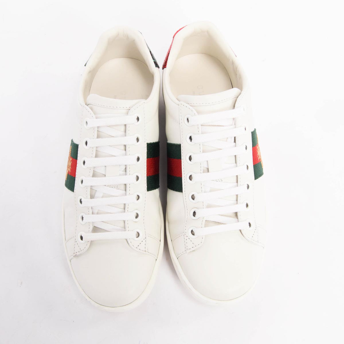 Gucci White Leather Bee Embroidered Ace Sneakers 35