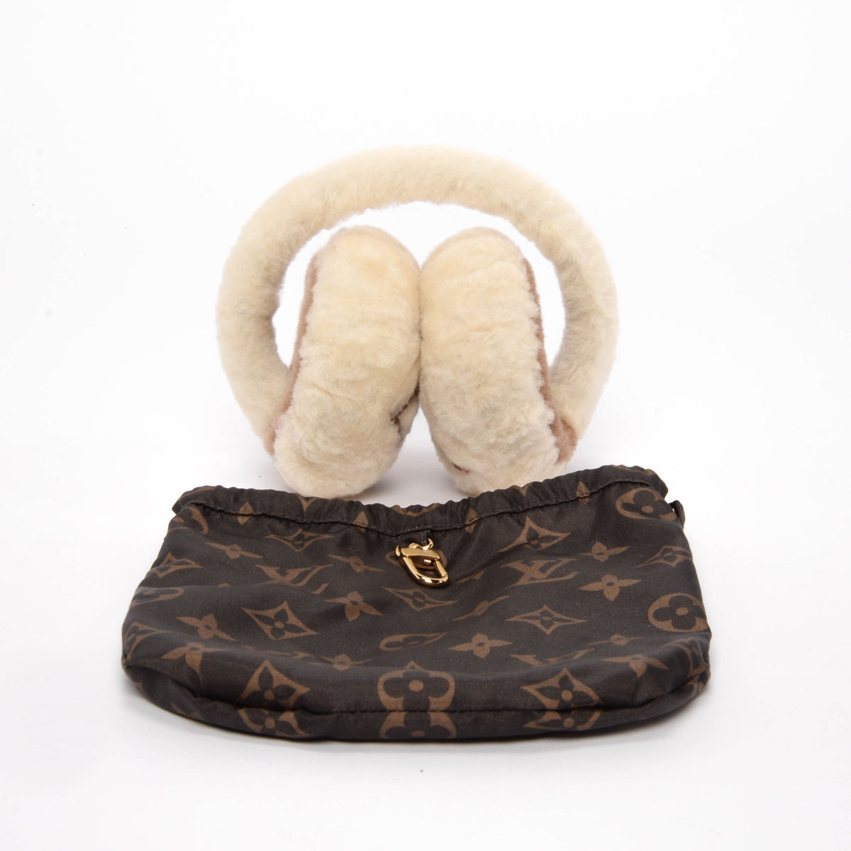 Louis Vuitton White Shearling LV Cloud Earmuffs