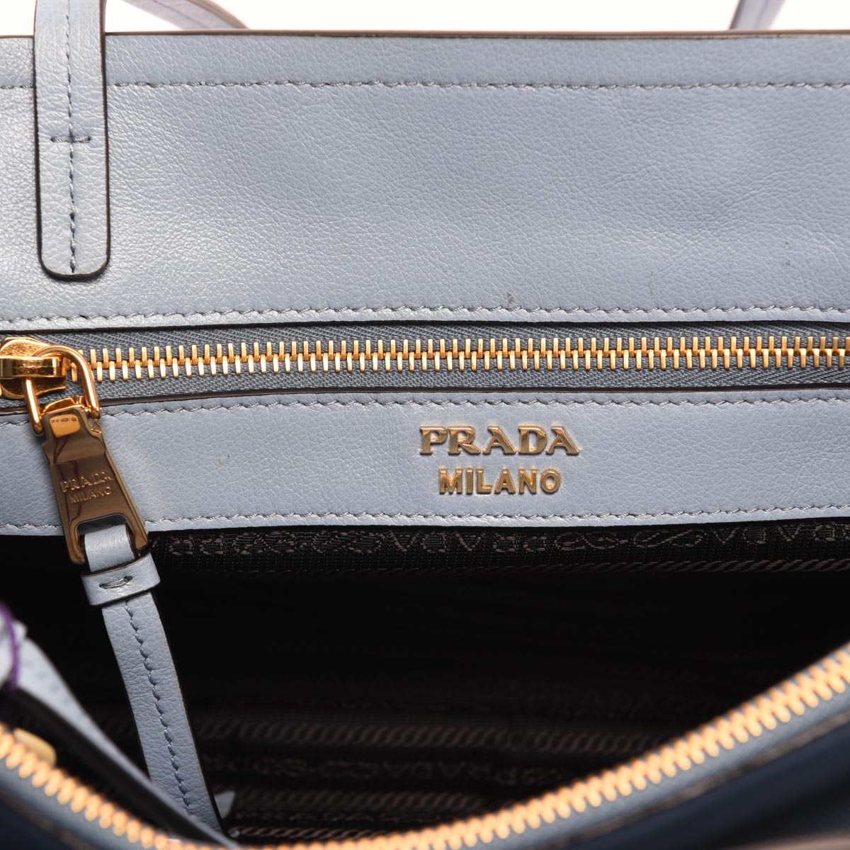 Prada Astrale Blue Glace Calf Shopping Tote