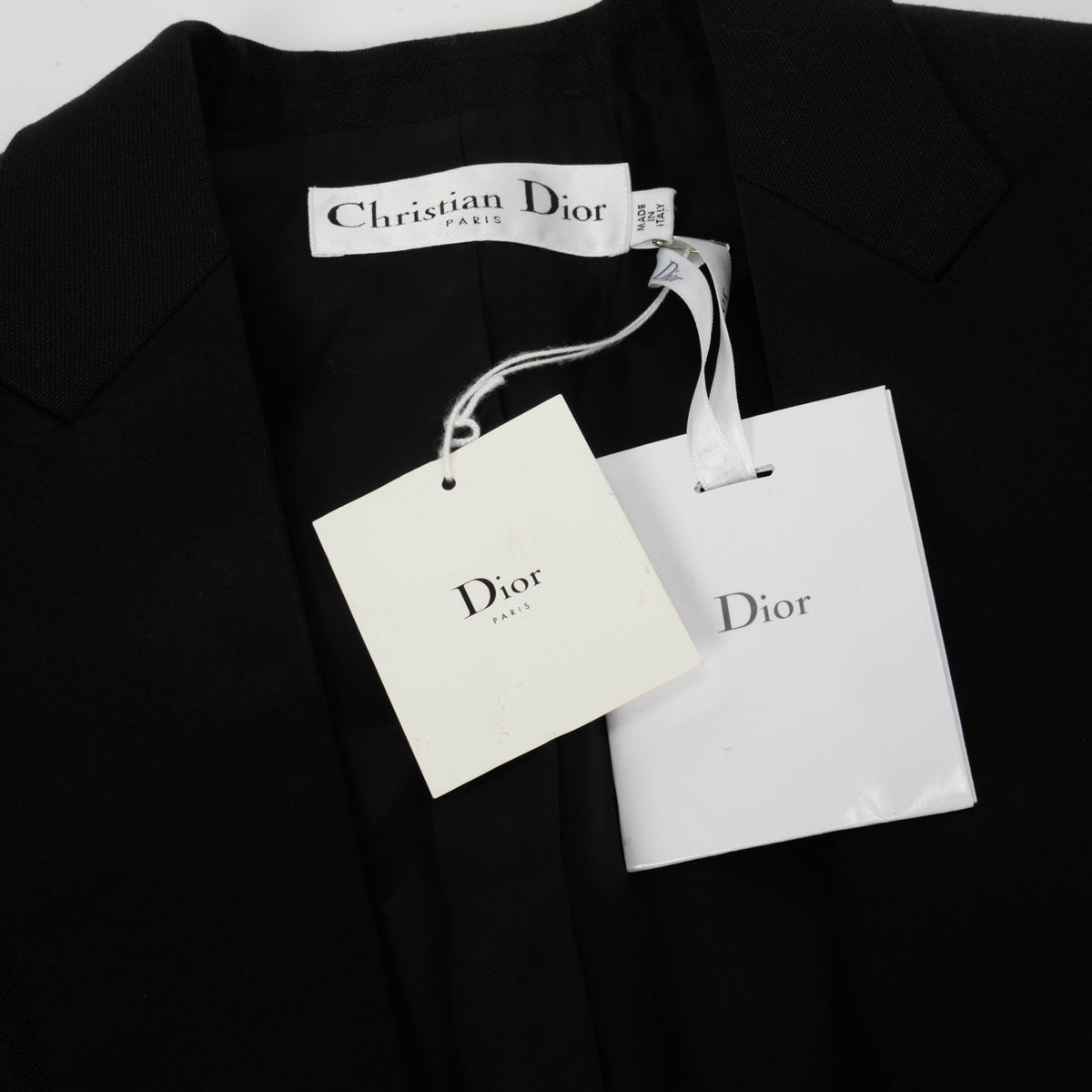 Dior Black Wool Satin Lapel Blazer FR 38