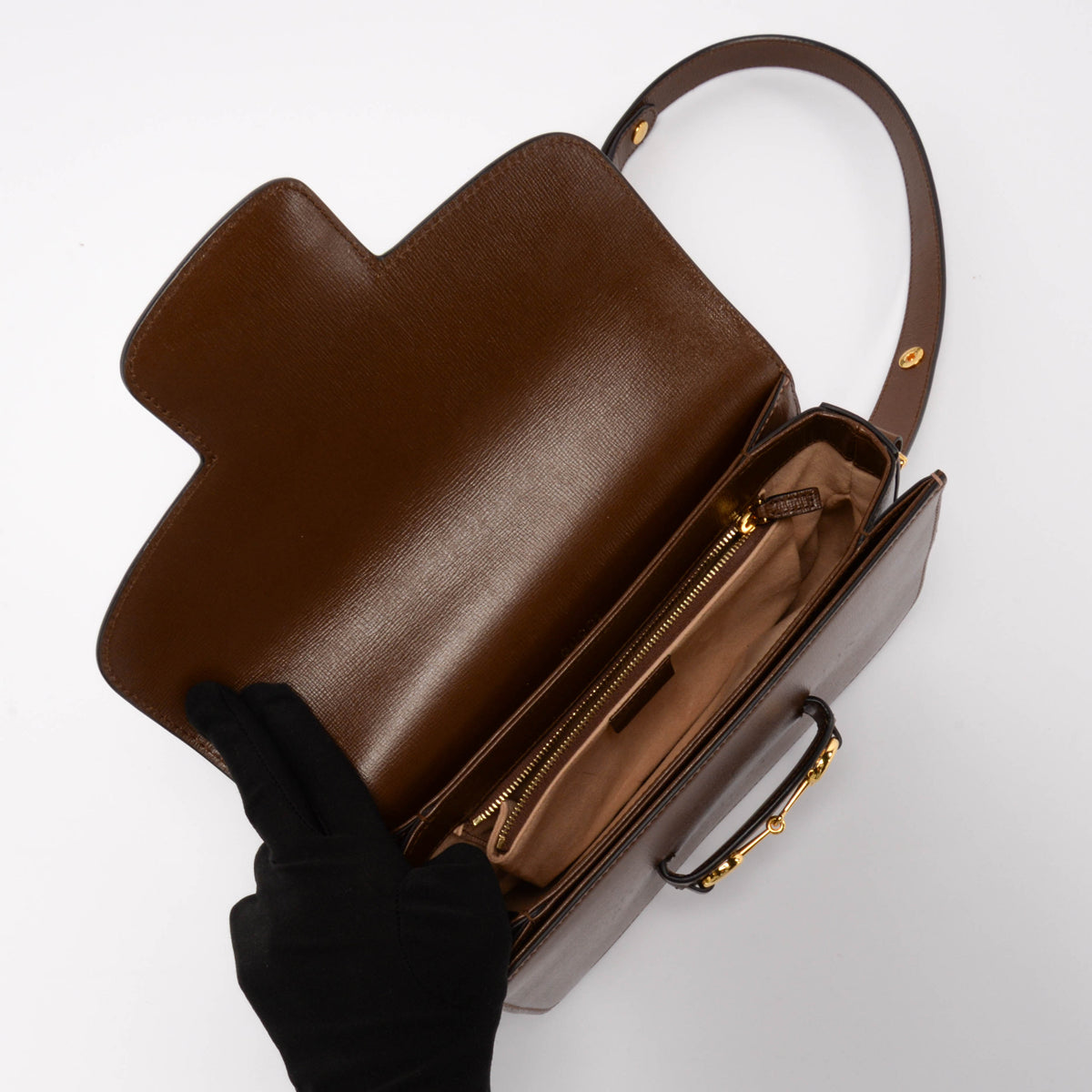Gucci Brown Calfskin Medium Horsebit 1955 Shoulder Bag