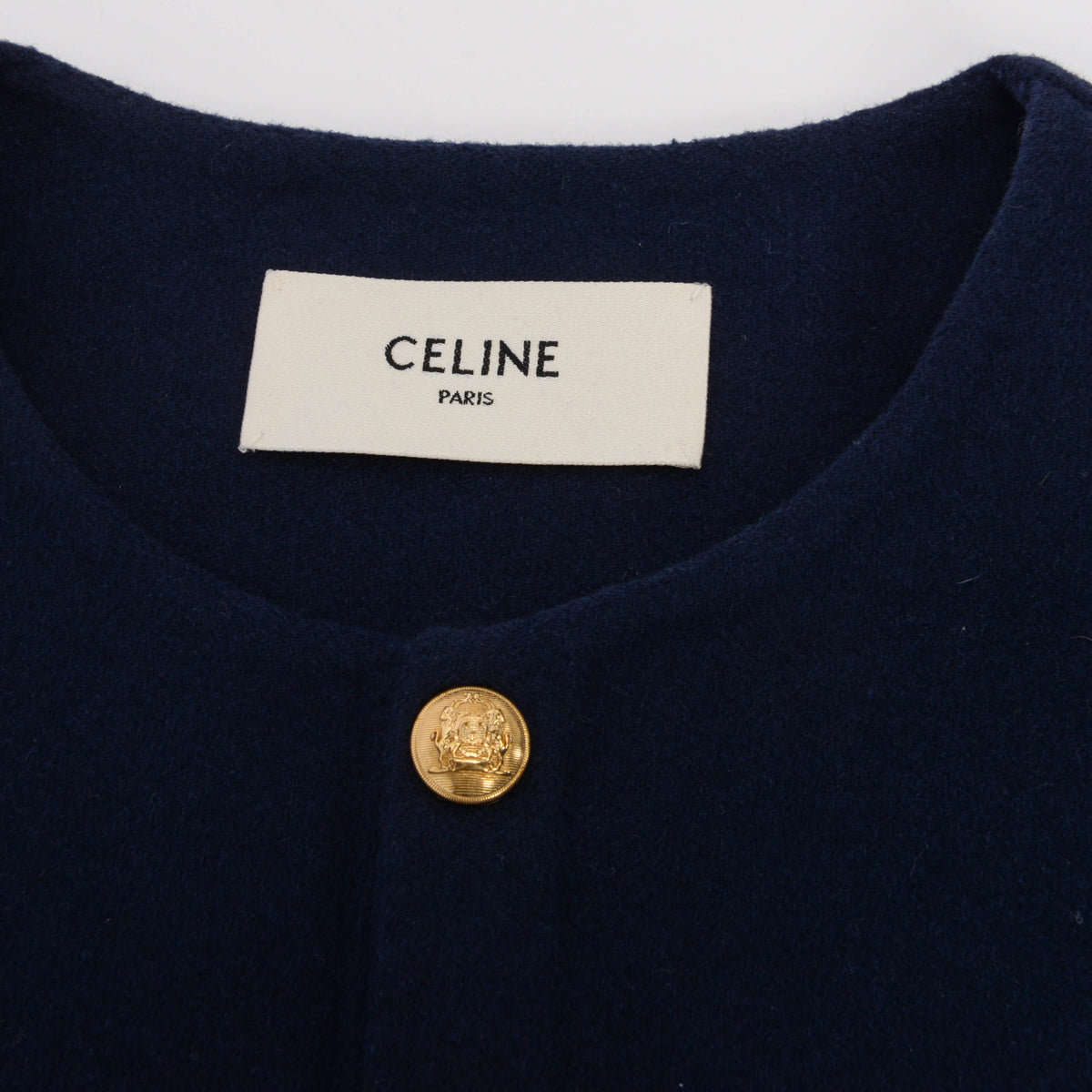 Celine Navy Cashmere Gold Button Jacket FR 40