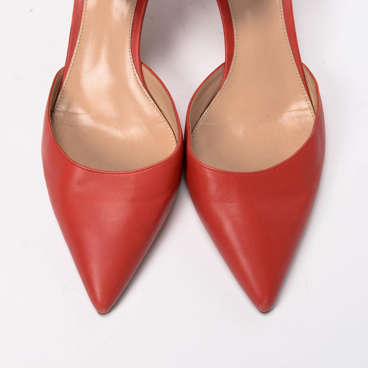 Gianvito Rossi Red Leather Ankle Strap Pumps 39.5