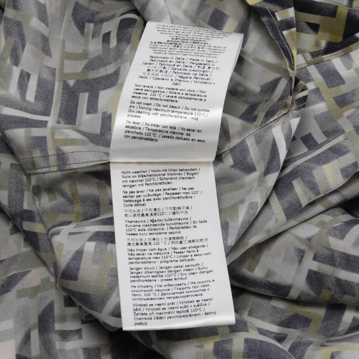 Fendi Camouflage Printed Silk FF Shirt Dress IT 40