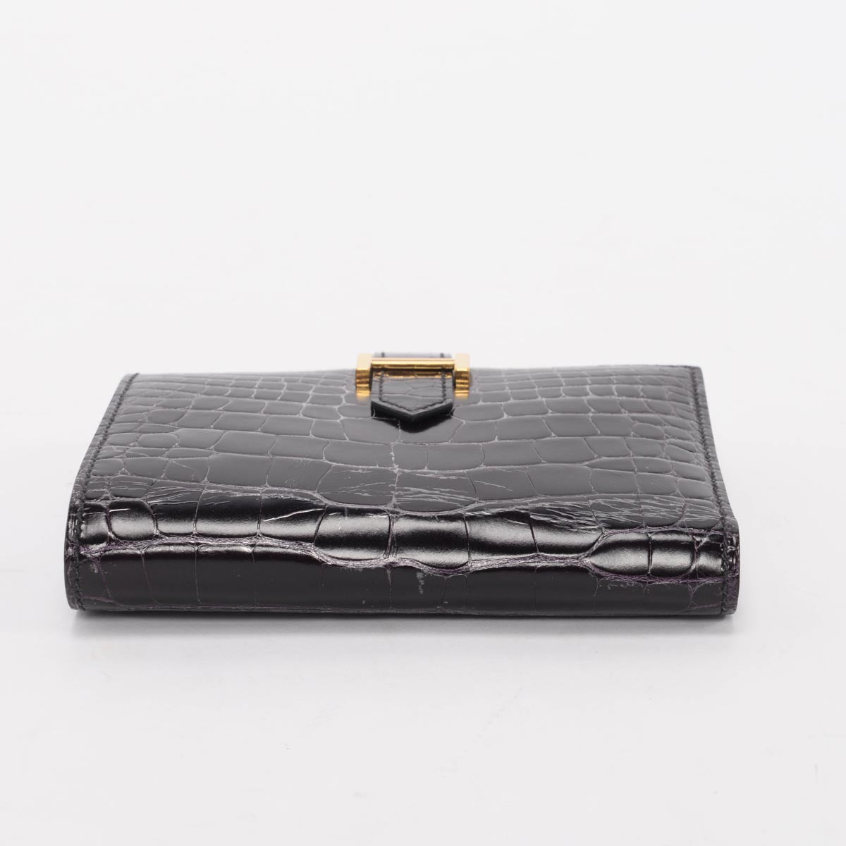 Hermes Amethyst Porosus Crocodile Bearn Compact Wallet