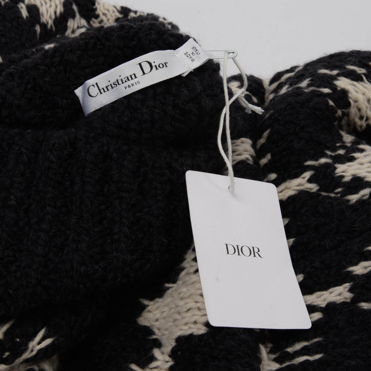 Dior Black & Ecru Knit DiorAlps Turtleneck Sweater FR 40