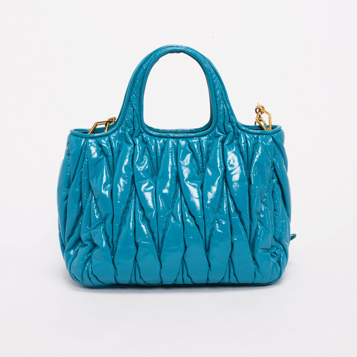 Miu Miu Blue Patent Matelasse Mini Tote