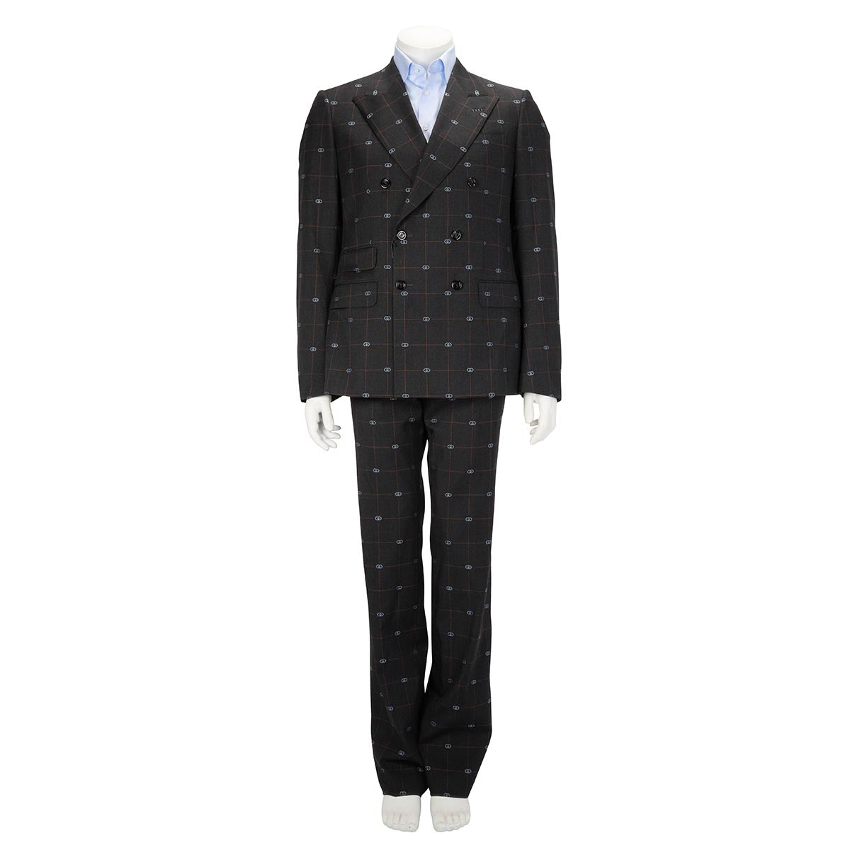 Gucci Charcoal Wool GG Check Straight Fit S.B. Suit IT 50