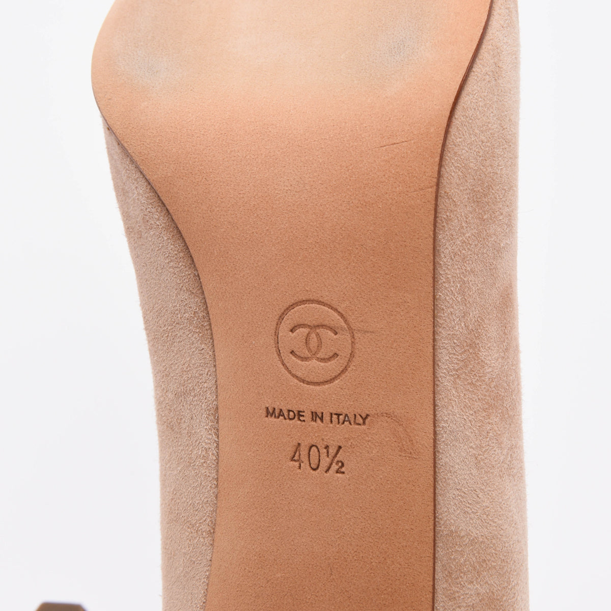 Chanel Beige Suede Cap Toe Pumps 40.5
