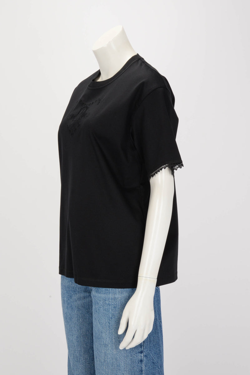 Hermes Black Cotton Jersey Embroidered Maxi T-Shirt FR 40