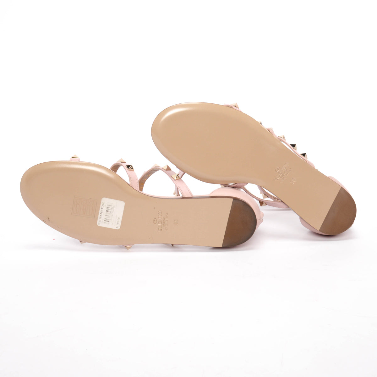 Valentino Water Rose Calfskin Rockstud Cage Sandals 38