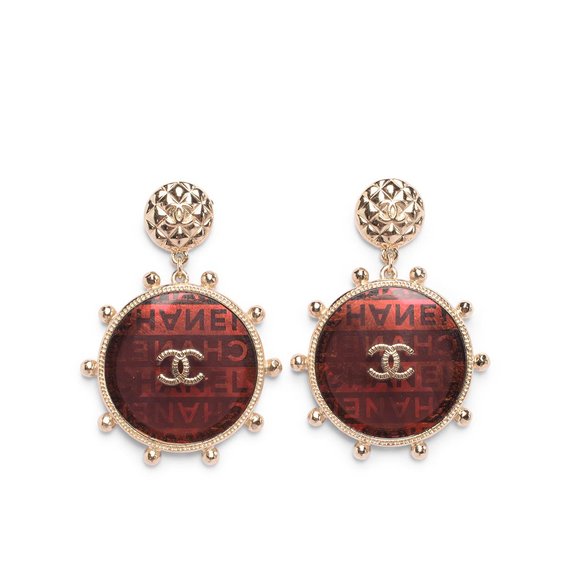 Chanel Red Gold Tone La Pausa Earrings