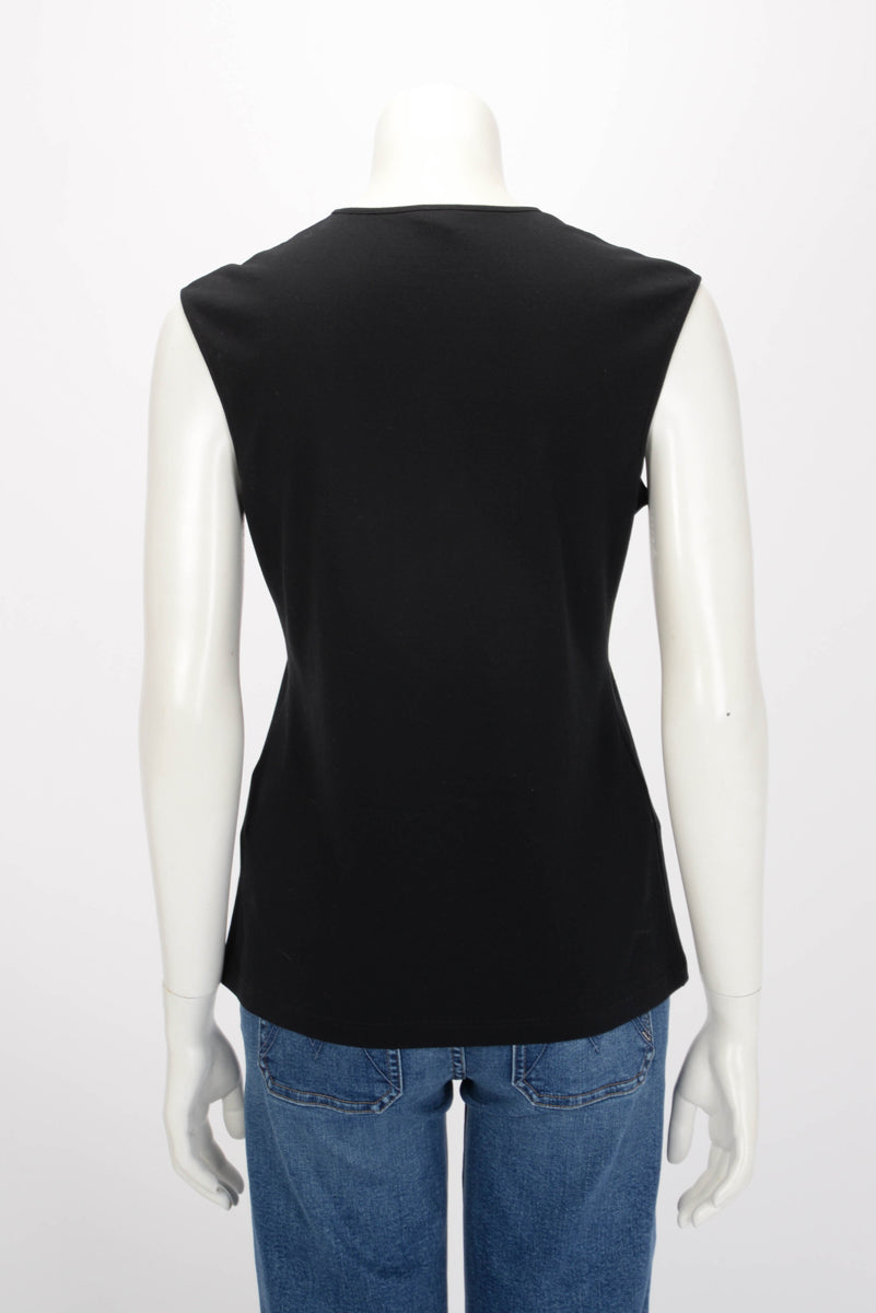 Hermes Black Cotton V Neck Sleeveless Top FR 38