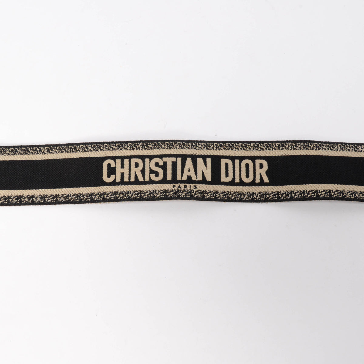 Dior Black Embroidered Canvas Logo Bag Strap