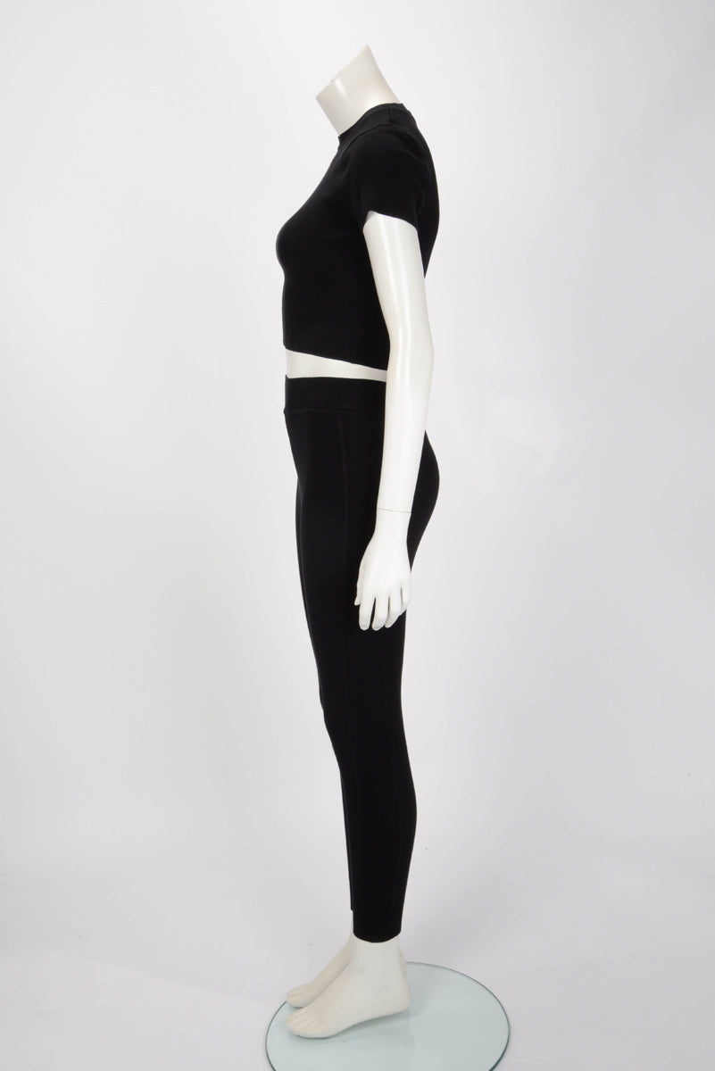 Fendi Black Stretch Knit FF Logo Waistband Leggings XS