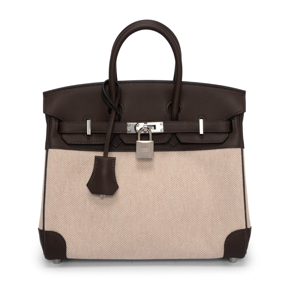 Hermes Moka & Ecru Swift & Toile H Birkin 25