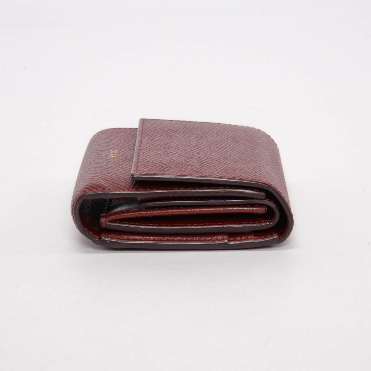 Celine Burgundy Grained Calfskin Small Tri-Fold Wallet