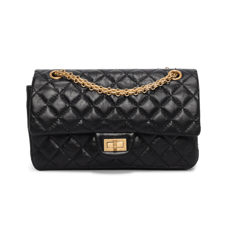 Chanel Black Distressed Calfskin 2.55 Reissue 225 Bag