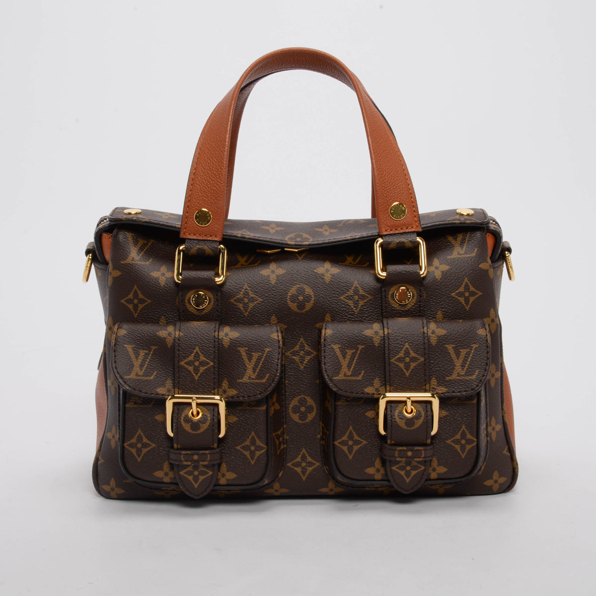 Louis Vuitton Caramel Leather & Monogram Manhattan NM Bag