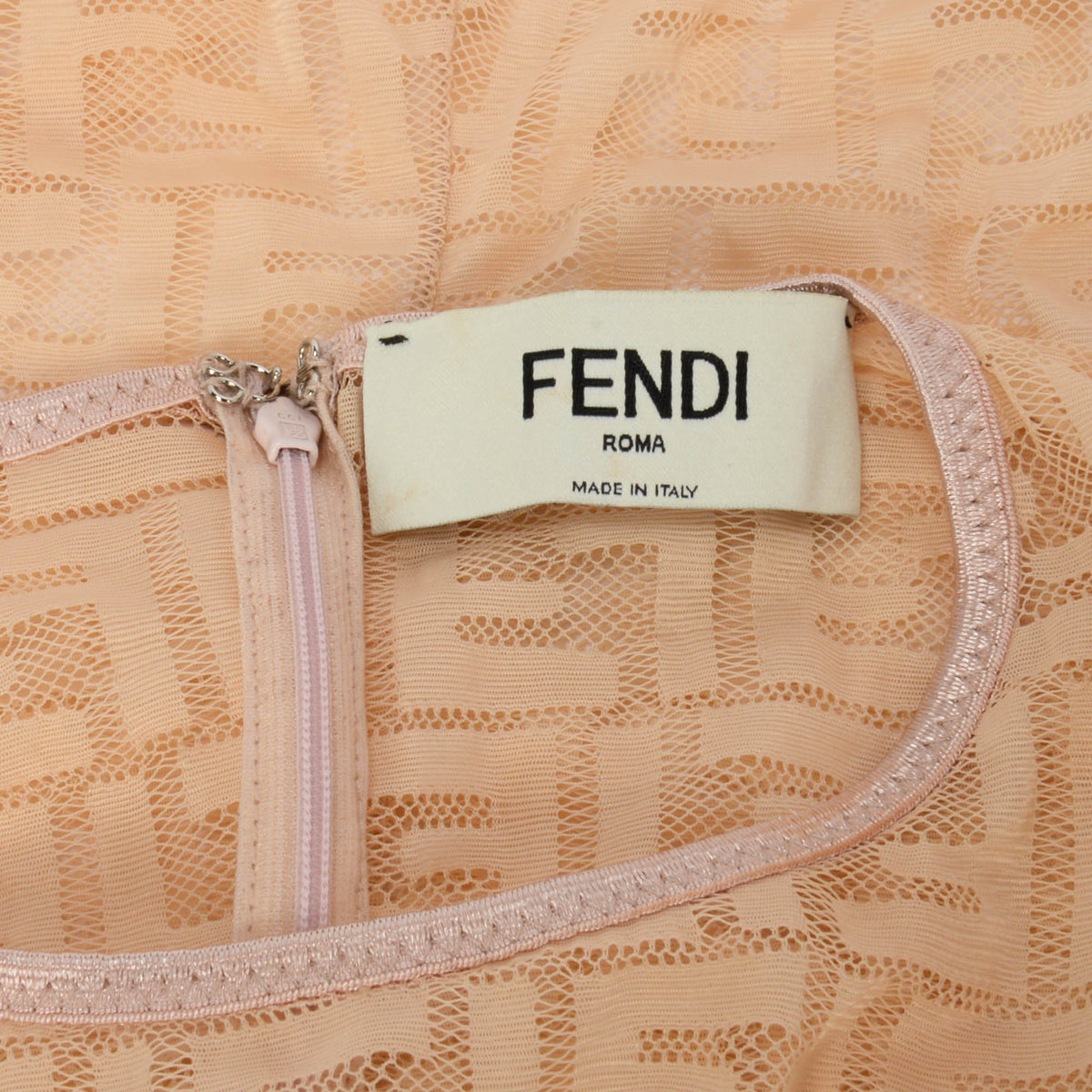 Fendi Beige FF Lace Long Sleeve Body Suit